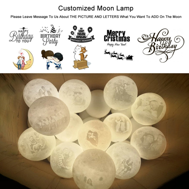 Customized Touch Switch 3-color 3D Print Moon Lamp USB Charging Energy-saving LED Night Light with Wooden Holder Base, Diameter:10cm - Night Lights by buy2fix | Online Shopping UK | buy2fix