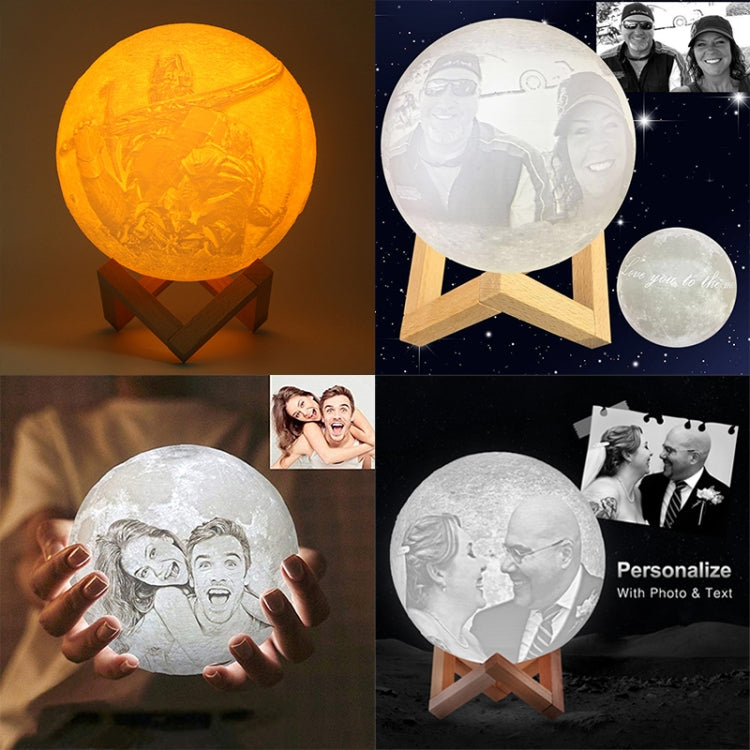 Customized 16-colors 3D Print Lamp USB Charging Energy-saving LED Night Light with Remote Control & Wooden Holder Base, Diameter:10cm - Night Lights by buy2fix | Online Shopping UK | buy2fix