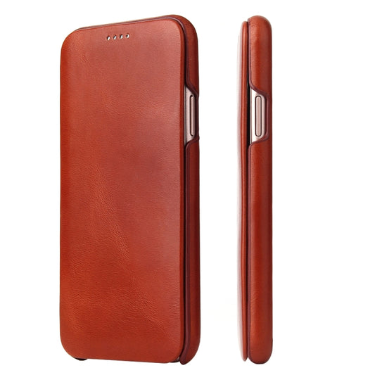 For iPhone X / XS Fierre Shann Business Magnetic Horizontal Flip Genuine Leather Case(Brown) - More iPhone Cases by FIERRE SHANN | Online Shopping UK | buy2fix