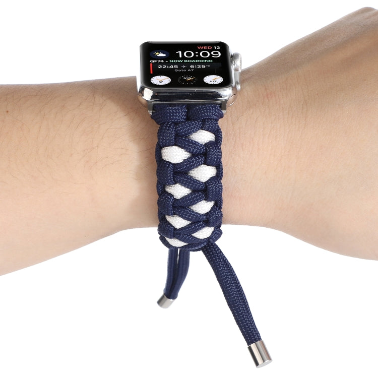 Braided Umbrella Cord Watch Band For Apple Watch Ultra 49mm&Watch Ultra 2 49mm / Series 9&8&7 45mm / SE 3&SE 2&6&SE&5&4 44mm / 3&2&1 42mm(Dark Blue) - Watch Bands by buy2fix | Online Shopping UK | buy2fix