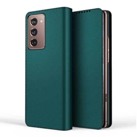 For Samsung Galaxy Z Fold2 5G Detachable Split Horizontal Flip Leather Case with Card Slots & Detachable Back Cover(Green) - Galaxy Phone Cases by buy2fix | Online Shopping UK | buy2fix