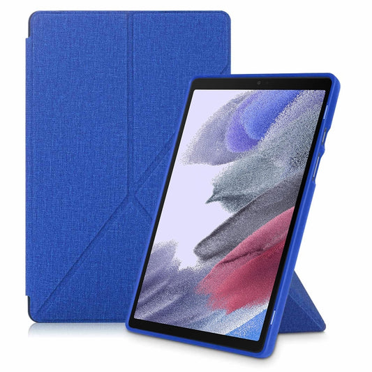 For Samsung Galaxy Tab A7 10.4 2020 T500 Cloth Texture Multi-folding Horizontal Flip PU Leather Shockproof Case with Holder & Sleep / Wake-up Function(Blue) - Galaxy Tab S7 by buy2fix | Online Shopping UK | buy2fix