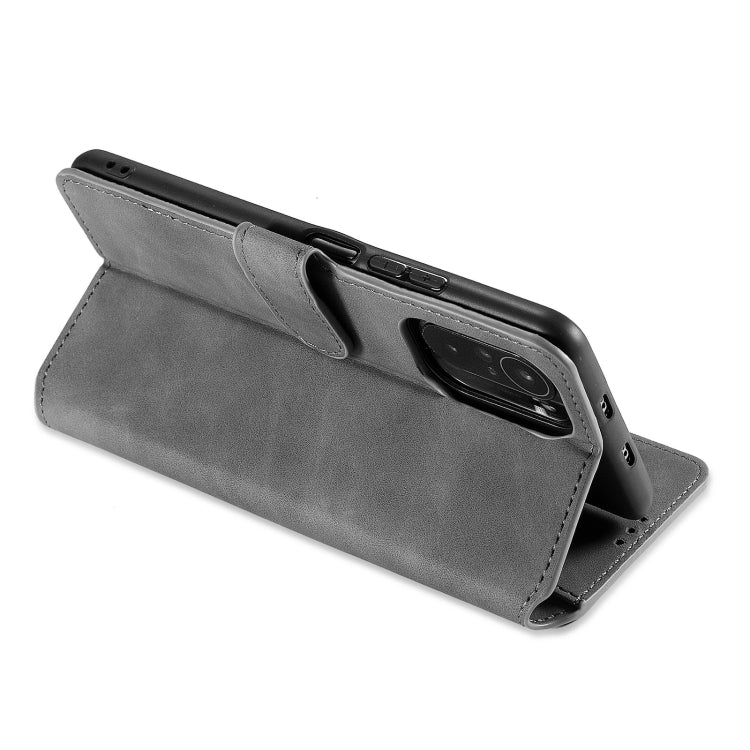 For Xiaomi Redmi K40 DG.MING Retro Oil Side Horizontal Flip Leather Case with Holder & Card Slots & Wallet(Grey) - Xiaomi Cases by DG.MING | Online Shopping UK | buy2fix