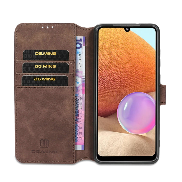 For Samsung Galaxy A32 4G DG.MING Retro Oil Side Horizontal Flip Leather Case with Holder & Card Slots & Wallet(Coffee) - Galaxy Phone Cases by DG.MING | Online Shopping UK | buy2fix