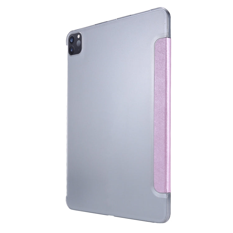 For iPad Air 13 2024 / iPad Pro 12.9 2022 / 2021 Silk Texture Three-fold Horizontal Flip Leather Tablet Case with Holder & Pen Slot(Pink) - iPad Pro 12.9 (2022/2021) Cases by buy2fix | Online Shopping UK | buy2fix