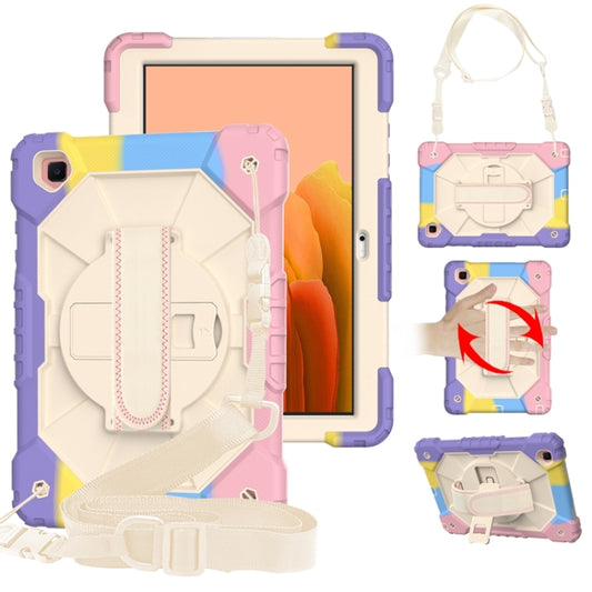 For Samsung Galaxy Tab A7 T500 / T505 Contrast Color Robot Shockproof Silicon + PC Protective Case with Holder & Shoulder Strap(Colorful Pink) - Other Galaxy Tab PC by buy2fix | Online Shopping UK | buy2fix