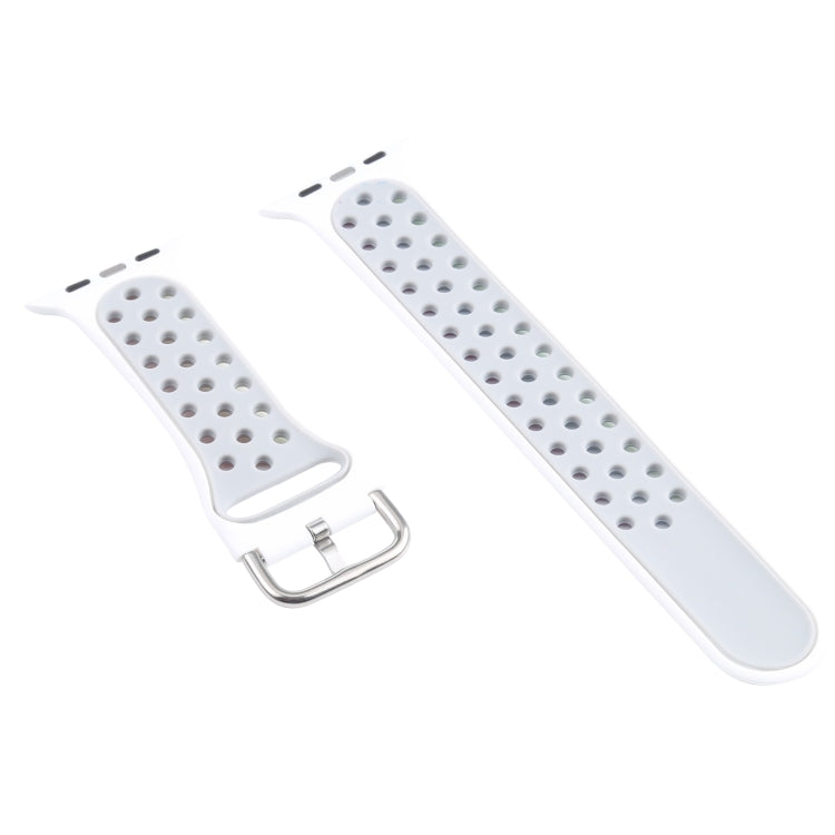 Metal Buckle Silicone Watch Band For Apple Watch Series 9&8&7 41mm / SE 3&SE 2&6&SE&5&4 40mm / 3&2&1 38mm(White+Colorful) - Watch Bands by buy2fix | Online Shopping UK | buy2fix