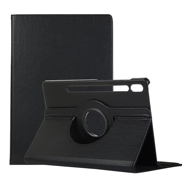 For Samsung Galaxy Tab S7 FE T730 Litchi Texture Horizontal Flip 360 Degrees Rotation Leather Case with Holder(Black) - Other Galaxy Tab PC by buy2fix | Online Shopping UK | buy2fix