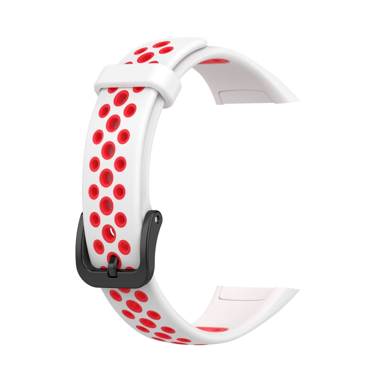 For Huawei Band 6 / Honor Band 6 Universal Two-color Breathable Silicone Watch Band(White Red) - Watch Bands by buy2fix | Online Shopping UK | buy2fix