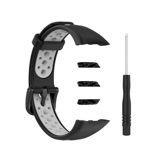 For Huawei Band 6 / Honor Band 6 Universal Two-color Breathable Silicone Watch Band(Black Grey) - Watch Bands by buy2fix | Online Shopping UK | buy2fix