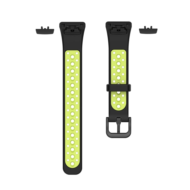 For Huawei Band 6 / Honor Band 6 Universal Two-color Breathable Silicone Watch Band(Black Green) - Watch Bands by buy2fix | Online Shopping UK | buy2fix