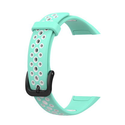 For Huawei Band 6 / Honor Band 6 Universal Two-color Breathable Silicone Watch Band(Green White) - Watch Bands by buy2fix | Online Shopping UK | buy2fix