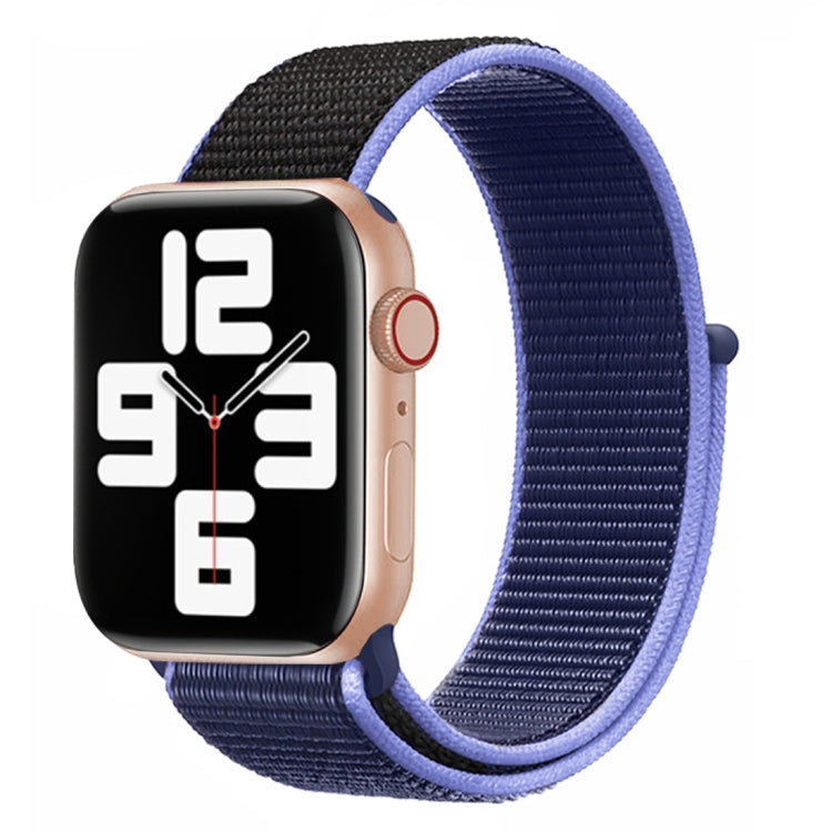 For Apple Watch Ultra 49mm&Watch Ultra 2 49mm / Series 9&8&7 45mm / SE 3&SE 2&6&SE&5&4 44mm / 3&2&1 42mm Color Matching Nylon Watch Band(Black + Blue) - Watch Bands by buy2fix | Online Shopping UK | buy2fix