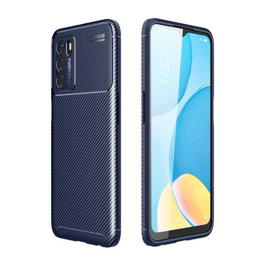 For OPPO A16 Carbon Fiber Texture Shockproof TPU Case(Blue) - OPPO Cases by buy2fix | Online Shopping UK | buy2fix