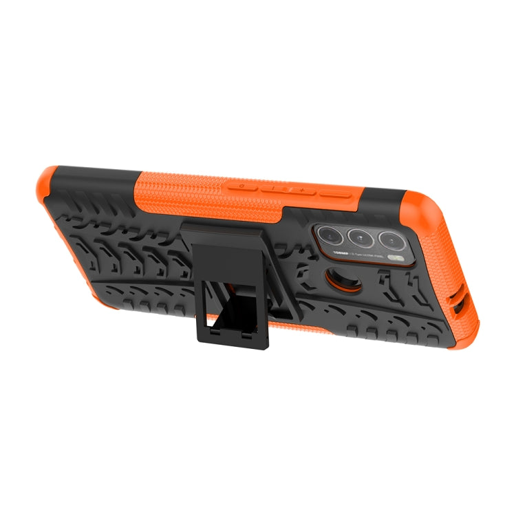 For Motorola Moto G60 Tire Texture Shockproof TPU+PC Protective Case with Holder(Orange) - Motorola Cases by buy2fix | Online Shopping UK | buy2fix