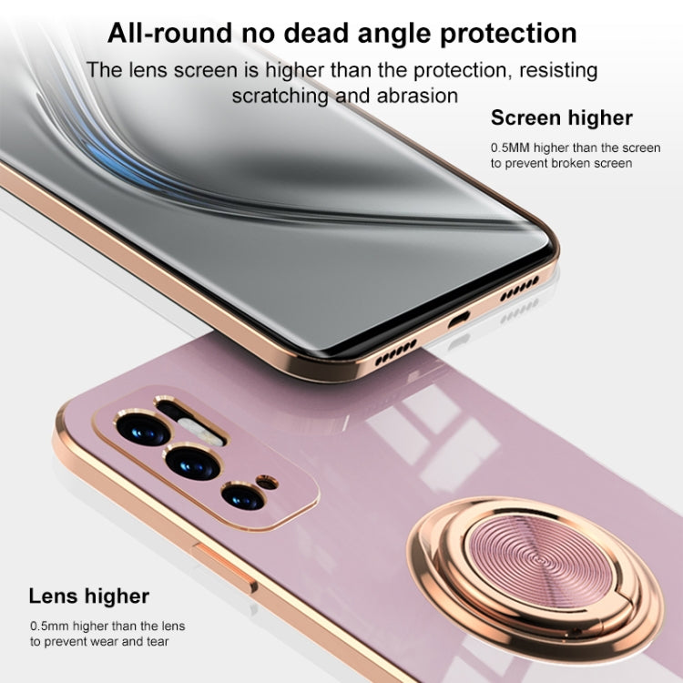 For OPPO Reno6 6D Electroplating Full Coverage Silicone Protective Case with Magnetic Ring Holder(Gray) - OPPO Cases by buy2fix | Online Shopping UK | buy2fix