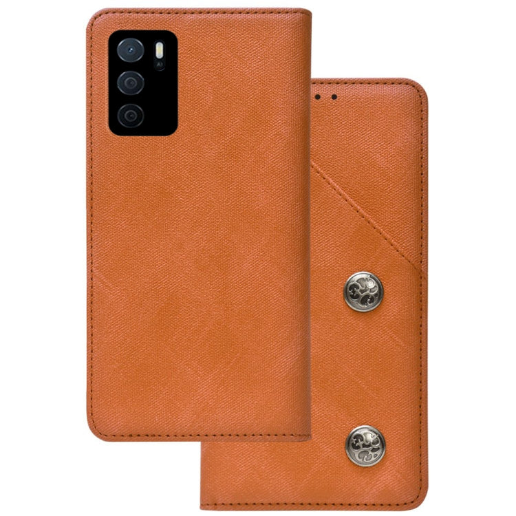 For OPPO A16 Cloth Texture Retro Horizontal Flip Leather Phone Case(Brown) - OPPO Cases by buy2fix | Online Shopping UK | buy2fix