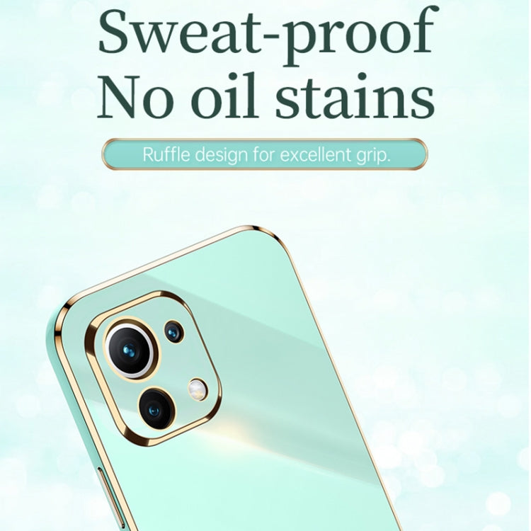 For Xiaomi Mi 11 XINLI Straight Edge 6D Electroplate TPU Phone Case(Mint Green) - Xiaomi Cases by XINLI | Online Shopping UK | buy2fix