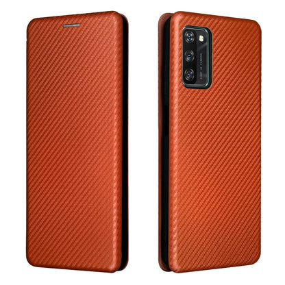 For Blackview A100 Carbon Fiber Texture Horizontal Flip TPU + PC + PU Leather Case with Card Slot(Brown) - More Brand by buy2fix | Online Shopping UK | buy2fix