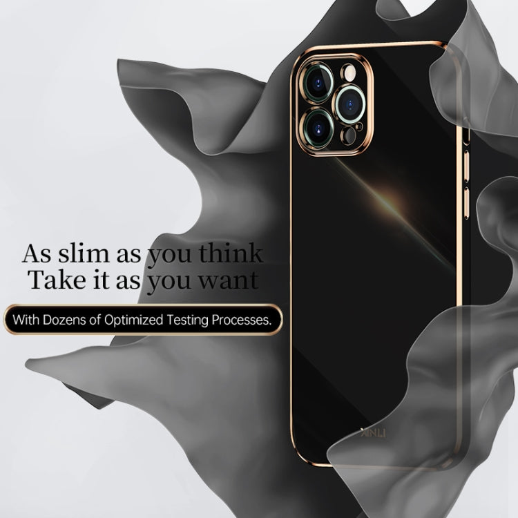 For iPhone 12 Pro Max XINLI Straight 6D Plating Gold Edge TPU Shockproof Case(Black) - iPhone 12 Pro Max Cases by XINLI | Online Shopping UK | buy2fix