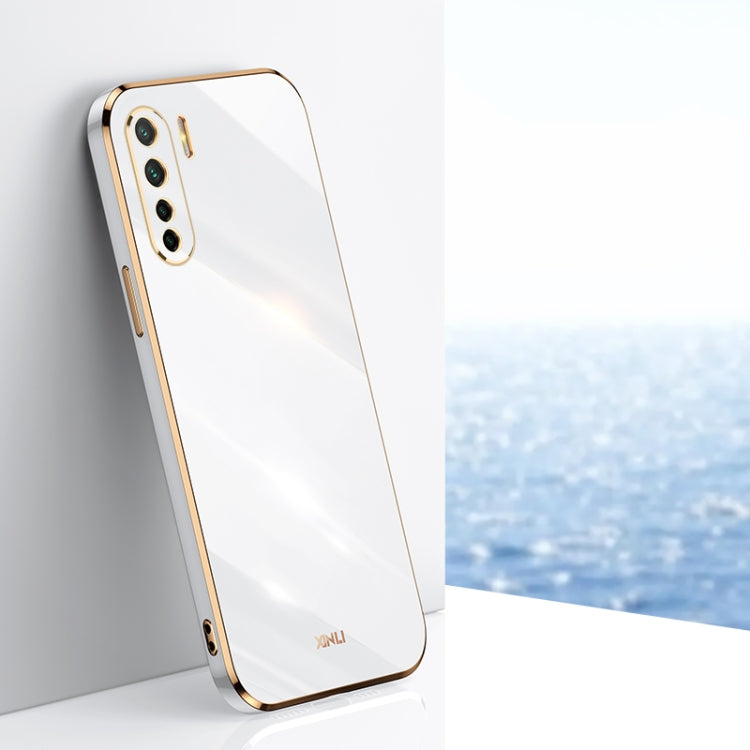 For OPPO A91 XINLI Straight 6D Plating Gold Edge TPU Shockproof Case(White) - OPPO Cases by XINLI | Online Shopping UK | buy2fix