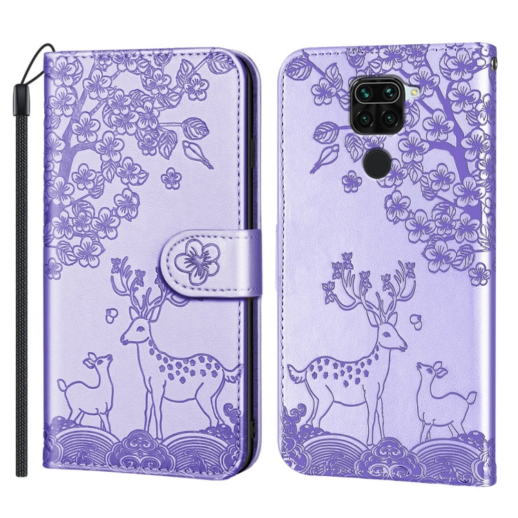 For Xiaomi Redmi Note 9 Sika Deer Embossing Pattern Horizontal Flip PU Leather Case with Holder & Card Slot & Wallet & Photo Frame(Purple) - Xiaomi Cases by buy2fix | Online Shopping UK | buy2fix