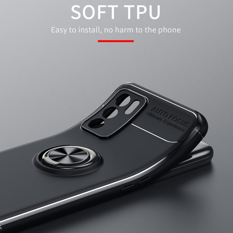 For OPPO A16 Metal Ring Holder 360 Degree Rotating TPU Case(Black+Blue) - OPPO Cases by buy2fix | Online Shopping UK | buy2fix