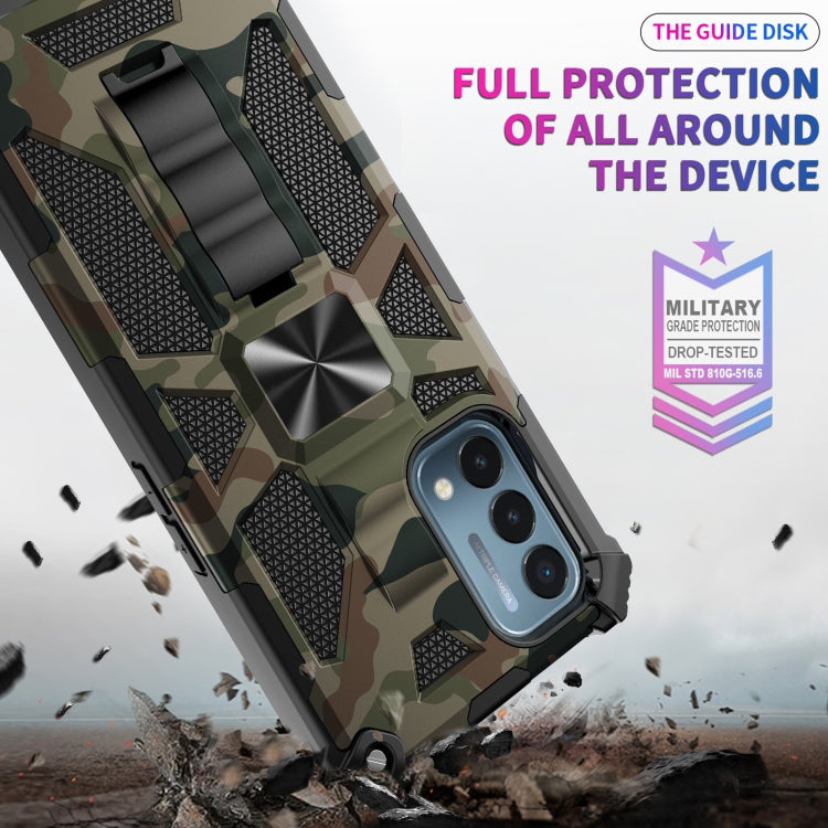 For OPPO A54 4G / A55 5G Camouflage Armor Shockproof TPU + PC Magnetic Protective Case with Holder(Army Green) - OPPO Cases by buy2fix | Online Shopping UK | buy2fix