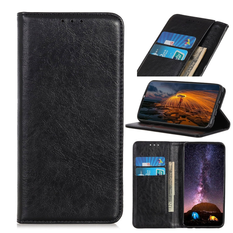 For OPPO A16 Magnetic Crazy Horse Texture Horizontal Flip Leather Case with Holder & Card Slots & Wallet(Black) - OPPO Cases by buy2fix | Online Shopping UK | buy2fix