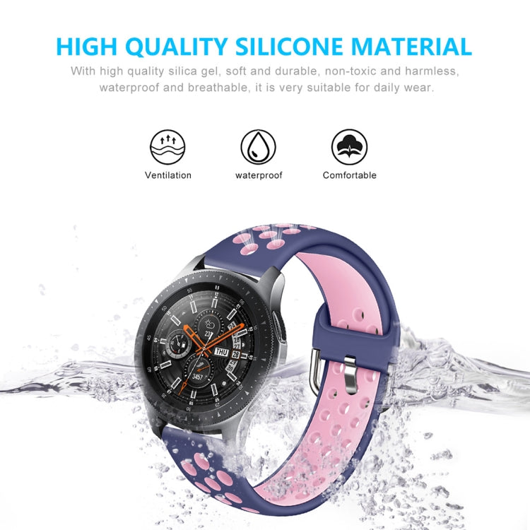 For Galaxy Watch 46 / S3 / Huawei Watch GT 1 / 2 22mm Smart Watch Silicone Double Color Watch Band, Size:L(Black Grey) - Watch Bands by buy2fix | Online Shopping UK | buy2fix