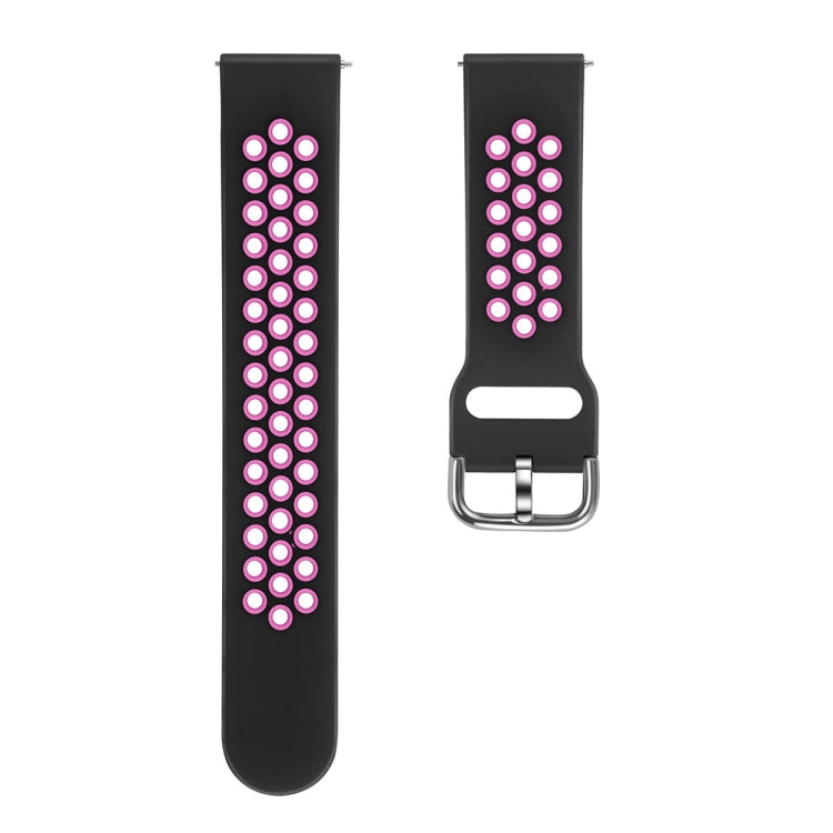 For Galaxy Watch 46 / S3 / Huawei Watch GT 1 / 2 22mm Smart Watch Silicone Double Color Watch Band, Size:L(Black Rose Purple) - Watch Bands by buy2fix | Online Shopping UK | buy2fix