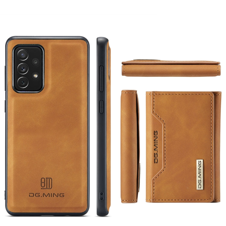 For Samsung Galaxy A72 5G / 4G DG.MING M2 Series 3-Fold Multi Card Bag Back Cover Shockproof Case with Wallet & Holder Function(Brown) - Galaxy Phone Cases by DG.MING | Online Shopping UK | buy2fix