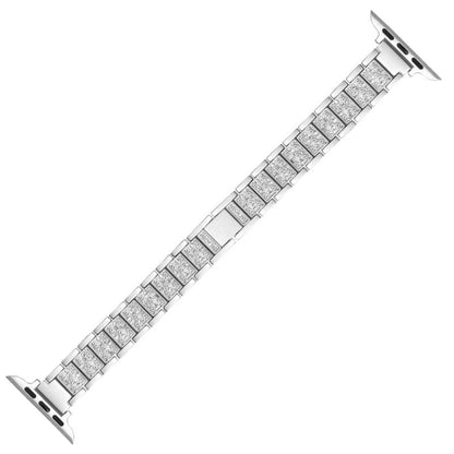 14mm Three-beads Diamond Aluminum Alloy Watch Band For Apple Watch Series 9&8&7 41mm / SE 3&SE 2&6&SE&5&4 40mm / 3&2&1 38mm(Silver) - Watch Bands by buy2fix | Online Shopping UK | buy2fix