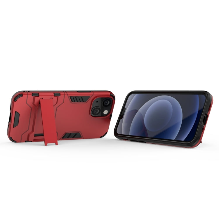 For iPhone 13 mini PC + TPU Shockproof Protective Case with Invisible Holder (Red) - iPhone 13 mini Cases by buy2fix | Online Shopping UK | buy2fix