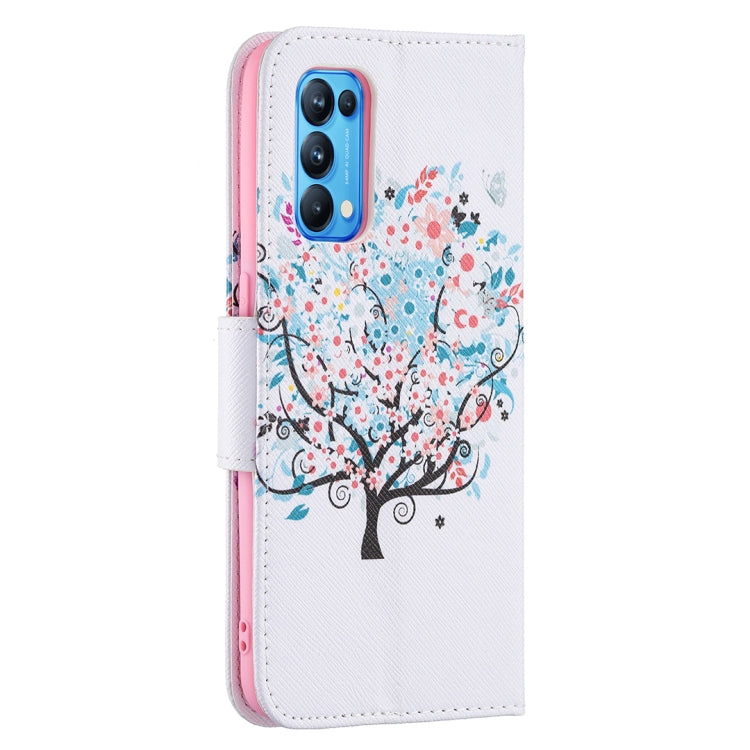 For OPPO Reno5 Colored Drawing Pattern Horizontal Flip Leather Case with Holder & Card Slots & Wallet(Tree) - OPPO Cases by buy2fix | Online Shopping UK | buy2fix