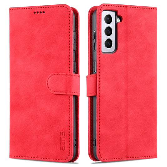 For Samsung Galaxy S21 FE 5G AZNS Skin Feel Calf Texture Horizontal Flip Leather Case with Card Slots & Holder & Wallet(Red) - Galaxy Phone Cases by AZNS | Online Shopping UK | buy2fix