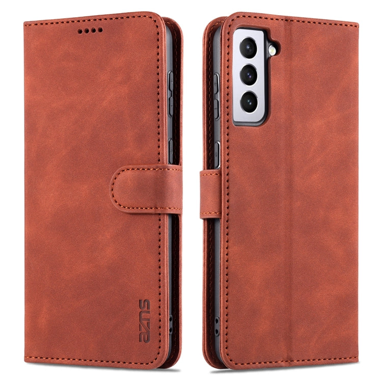 For Samsung Galaxy S21 FE 5G AZNS Skin Feel Calf Texture Horizontal Flip Leather Case with Card Slots & Holder & Wallet(Brown) - Galaxy Phone Cases by AZNS | Online Shopping UK | buy2fix