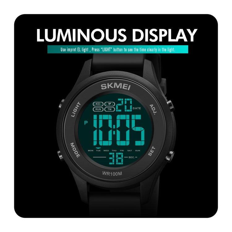 SKMEI 1758 Multifunctional LED Digital Display Luminous Silicone Strap Electronic Watch(Dark Blue) - LED Digital Watches by SKMEI | Online Shopping UK | buy2fix