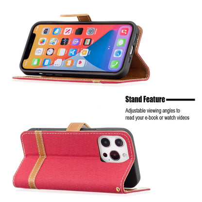 For iPhone 13 mini Color Matching Denim Texture Horizontal Flip Leather Case with Holder & Card Slots & Wallet & Lanyard (Red) - iPhone 13 mini Cases by buy2fix | Online Shopping UK | buy2fix