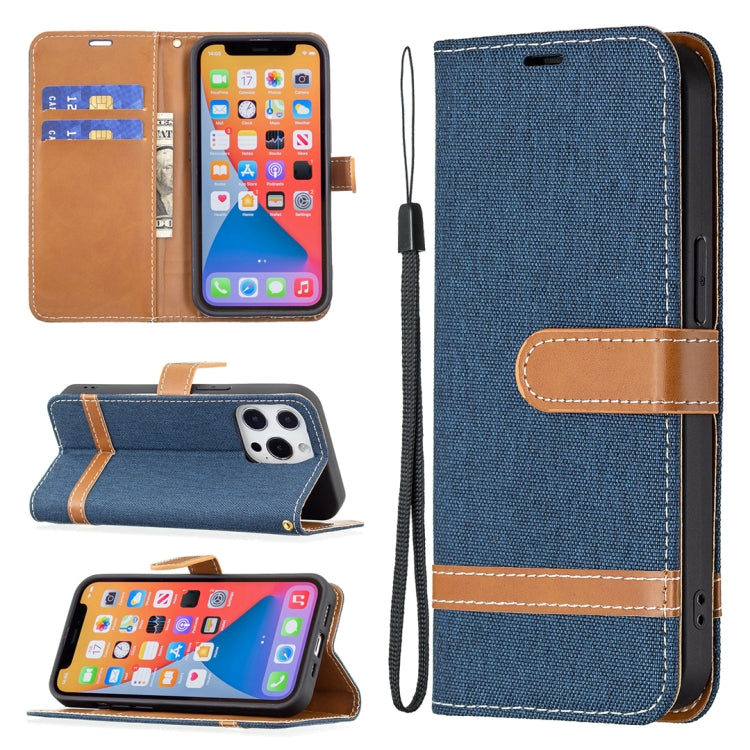 For iPhone 13 mini Color Matching Denim Texture Horizontal Flip Leather Case with Holder & Card Slots & Wallet & Lanyard (Dark Blue) - iPhone 13 mini Cases by buy2fix | Online Shopping UK | buy2fix