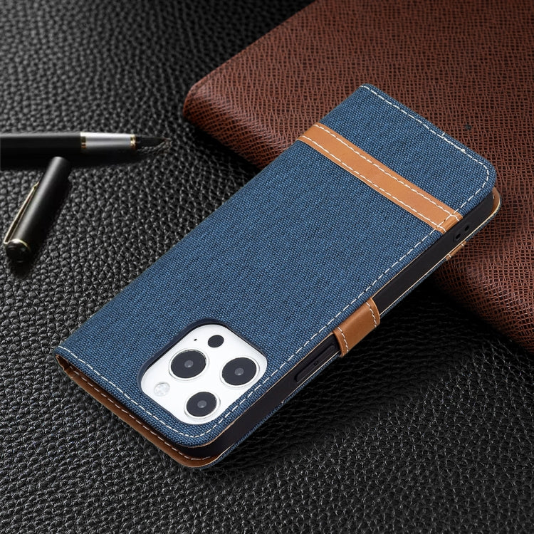 For iPhone 13 mini Color Matching Denim Texture Horizontal Flip Leather Case with Holder & Card Slots & Wallet & Lanyard (Dark Blue) - iPhone 13 mini Cases by buy2fix | Online Shopping UK | buy2fix