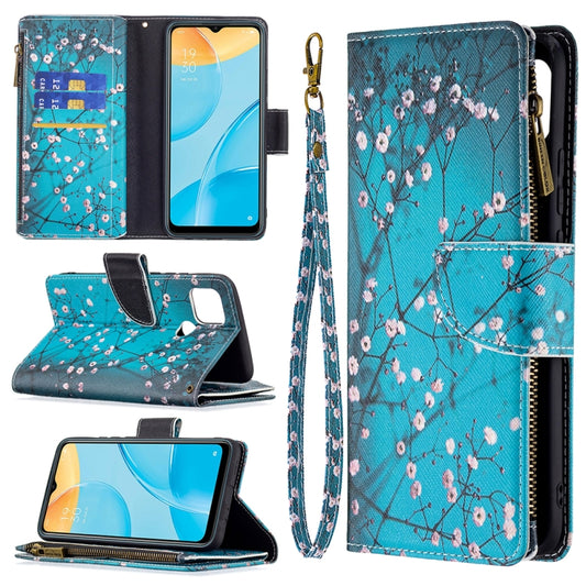 For OPPO A15 Colored Drawing Pattern Zipper Horizontal Flip Leather Case with Holder & Card Slots & Wallet(Plum Blossom) - OPPO Cases by buy2fix | Online Shopping UK | buy2fix