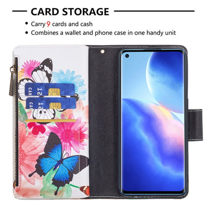 For OPPO Reno5 5G Colored Drawing Pattern Zipper Horizontal Flip Leather Case with Holder & Card Slots & Wallet(Two Butterflies) - OPPO Cases by buy2fix | Online Shopping UK | buy2fix