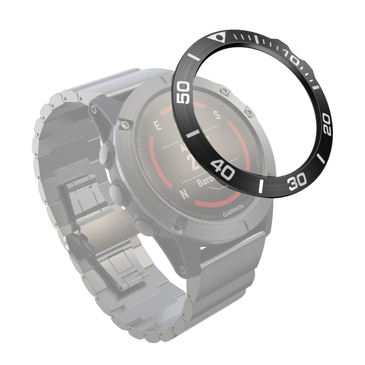 For Garmin Fenix 5X/5X Plus Smart Watch Steel Bezel Ring, A Version(Black Ring White Letter) - Watch Cases by buy2fix | Online Shopping UK | buy2fix