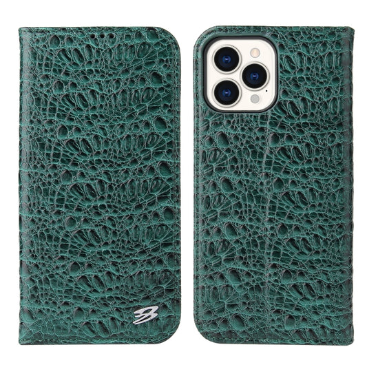 For iPhone 13 Pro Max Fierre Shann Crocodile Texture Magnetic Horizontal Flip Genuine Leather Case with Holder & Card Slot (Green) - iPhone 13 Pro Max Cases by FIERRE SHANN | Online Shopping UK | buy2fix