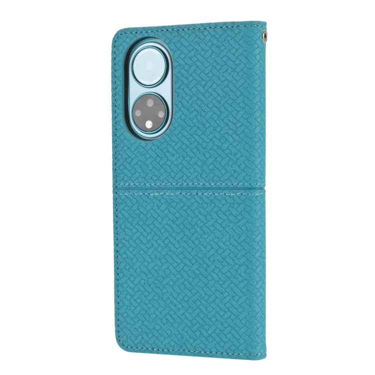 For Honor 50 Woven Texture Stitching Magnetic Horizontal Flip PU Leather Case with Holder & Card Slots & Wallet & Lanyard(Blue) - Honor Cases by buy2fix | Online Shopping UK | buy2fix