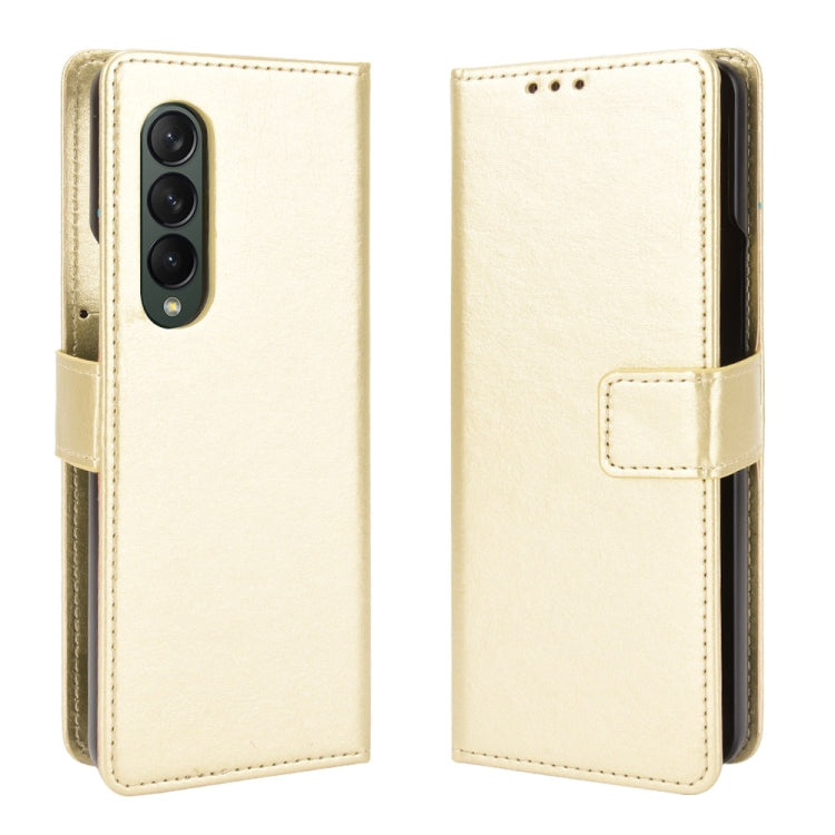 For Samsung Galaxy Z Fold3 5G Crazy Horse Texture Horizontal Flip Leather Case with Holder & Card Slots & Lanyard(Gold) - Galaxy Phone Cases by GKK | Online Shopping UK | buy2fix