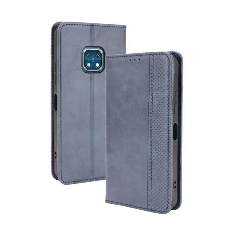 For Nokia XR20 Magnetic Buckle Retro Crazy Horse Texture Horizontal Flip Leather Case with Holder & Card Slots & Photo Frame(Blue) - Nokia Cases by buy2fix | Online Shopping UK | buy2fix