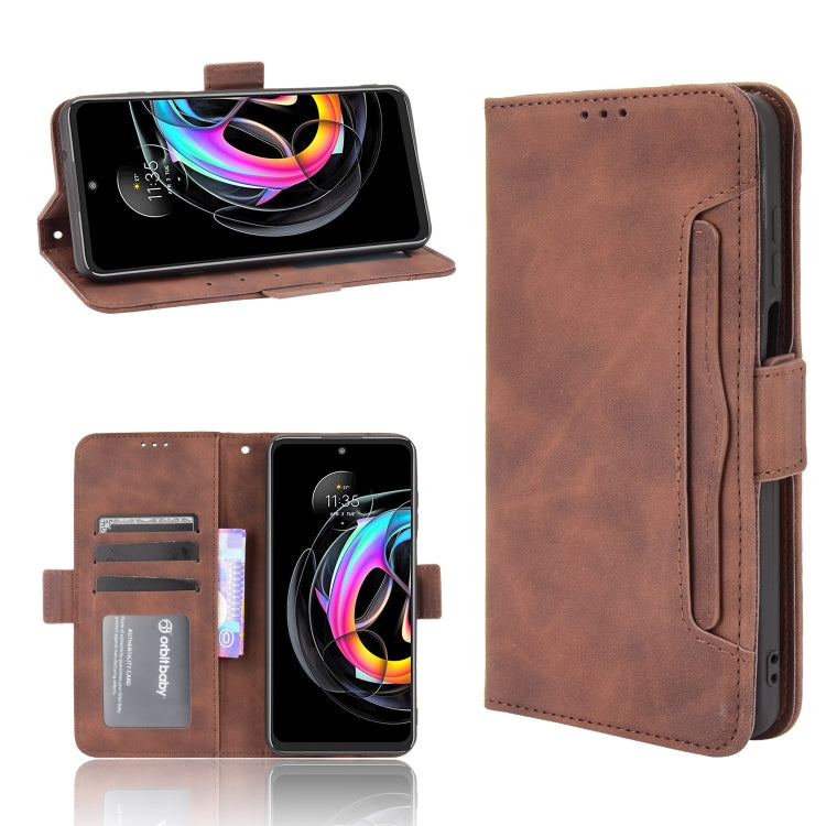 For Motorola Moto Edge 20 Lite Skin Feel Calf Pattern Horizontal Flip Leather Case with Holder & Card Slots & Photo Frame(Brown) - Motorola Cases by buy2fix | Online Shopping UK | buy2fix