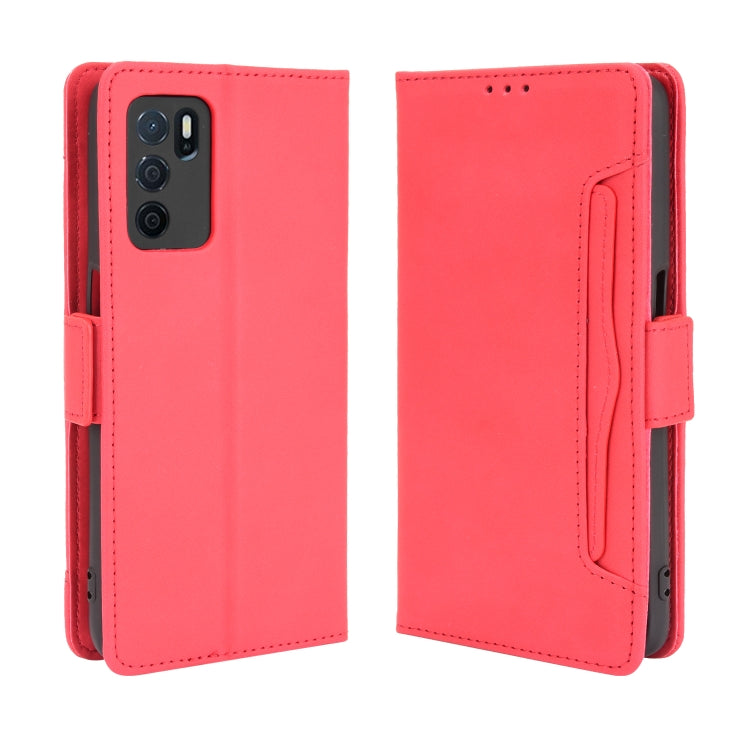 For OPPO A16 Skin Feel Calf Pattern Horizontal Flip Leather Case with Holder & Card Slots & Photo Frame(Red) - OPPO Cases by buy2fix | Online Shopping UK | buy2fix